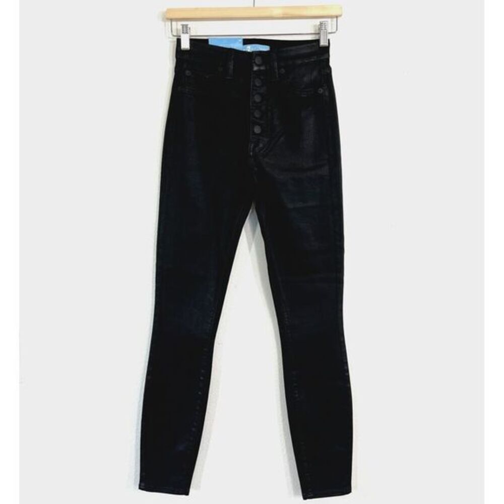 7 For All Mankind b( air) Denim Jeans Black Womens 24 High-Waist Ankle- Skinny